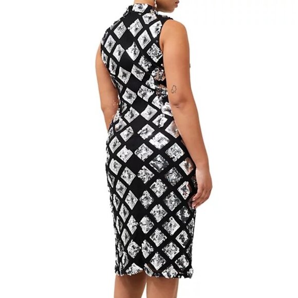 NWT French Connection black dress with silver diamond sequins, size 4 - Picture 4 of 6